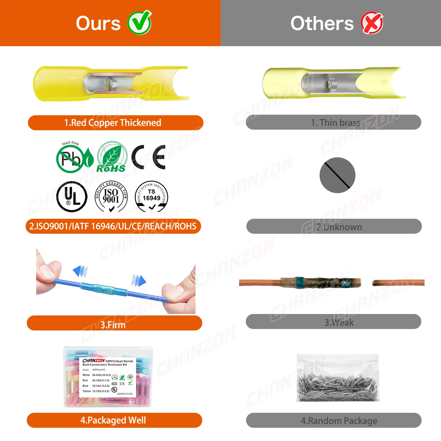 50/100 Uds. Conectores de Cable a tope termorretráctiles impermeables soldadura retráctil empalme de engarzado Wirefy Cable eléctrico Terminal de tubo de unión - imagen 3