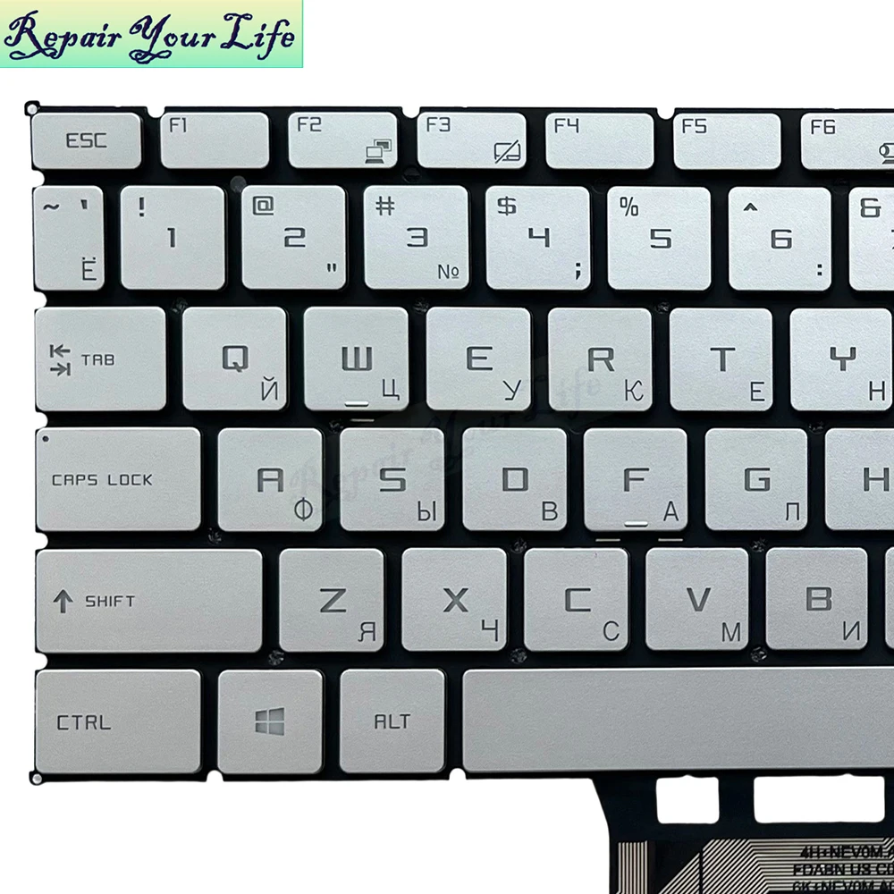 Retroiluminación del teclado español ruso del Reino Unido para MSI GS65 PS63 GF63 GF65 WP65 WS65 MS-16R1 16R4 teclas plateadas 9Z.NEVBN.A0R - imagen 5