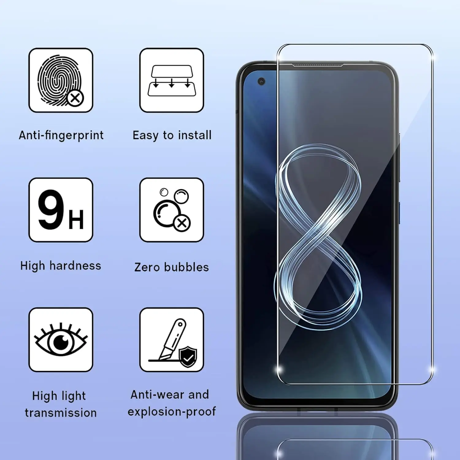 Vidrio Templado 2.5D 9H para Zenfone 8, Protector de pantalla, película de lente de cámara para Zenfone 8 8Z ZS590KS - imagen 2