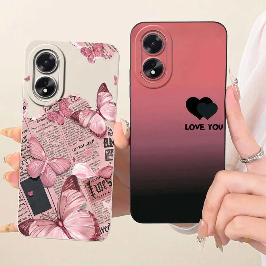 Para Oppo A38 4G funda CPH2579 lindo gato dibujos animados caramelo pintado cubierta suave TPU funda de teléfono para Oppo A18 A 38 OppoA18 OppoA38 4G Shell - imagen 3