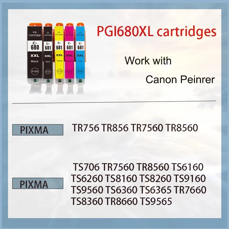 Cartucho de tinta PGI-680 para impresora Canon PIXMA, recambio de tinta Compatible con modelo PGI680 681, TS706, TR7560, TR8560, TS6160, TS6260, CLI-681 - imagen 2