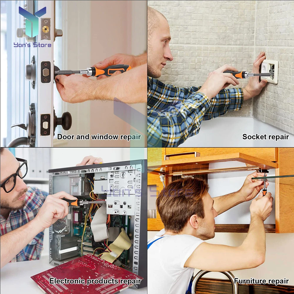 Juego de destornilladores retráctiles para el hogar, caja de herramientas práctica, multifuncional, en forma de ciruela, palabra de arroz, trinquete, 38 en 1 - imagen 5