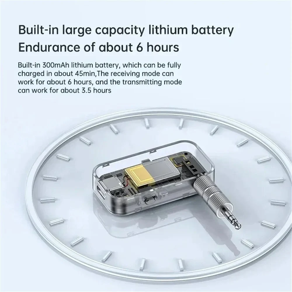 Transmisor receptor Bluetooth 5,3, adaptador de Audio inalámbrico 2 en 1, adaptador auxiliar con conector de 3,5mm para música de coche, auricular, altavoz, manos libres - imagen 5