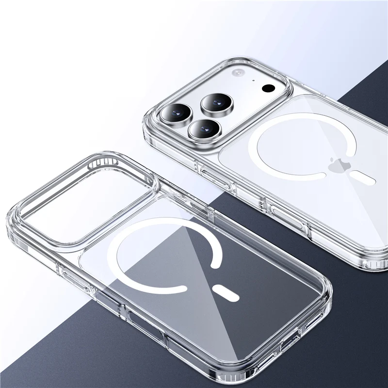 Funda de carga inalámbrica Magsafe cristalina para iPhone, funda trasera dura ultrafina para PC, iPhone 17 Pro Max 17 Air