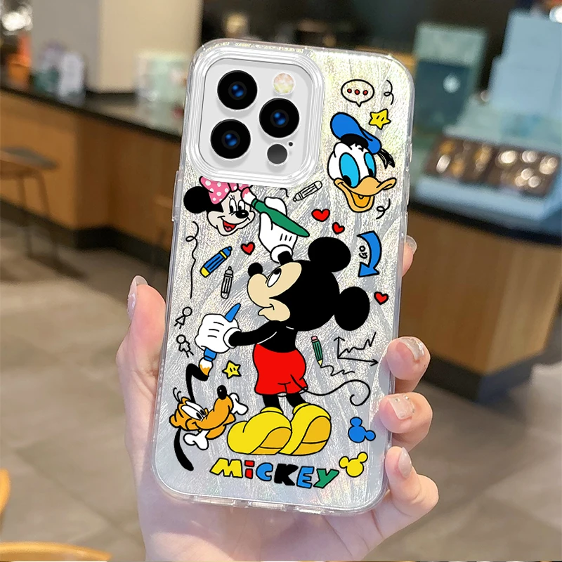Funda de dibujos animados de Mickey Mouse de Disney para iPhone 16 Pro Max, funda antideslizante con purpurina 15 14 13 12 11 8 7 6 Pro Max Plus XS XR - imagen 3