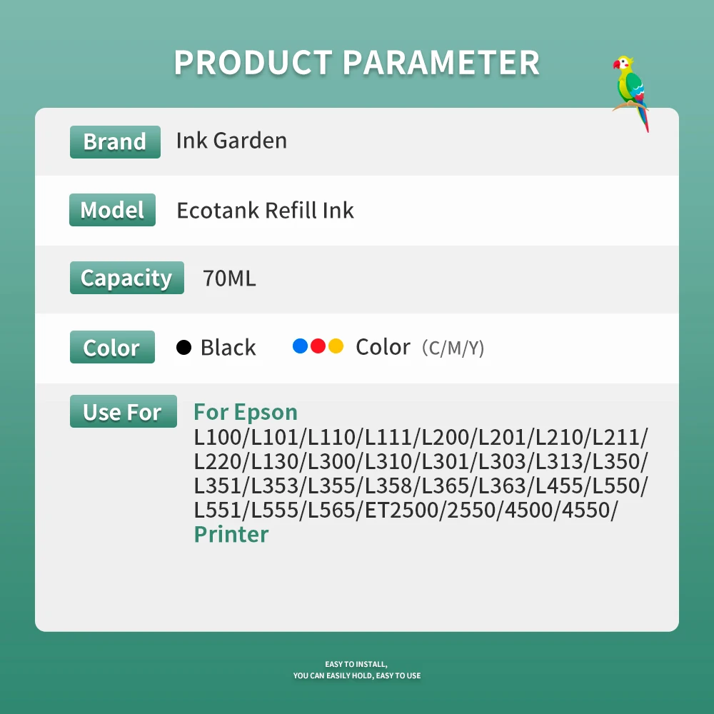 Tinta de impresora L3120 L3125 para impresora Epson Ecotank Universal L3150 L3110 104 ET2700 ET2750 ET3700 ET2711 recarga de tinta colorante - imagen 4