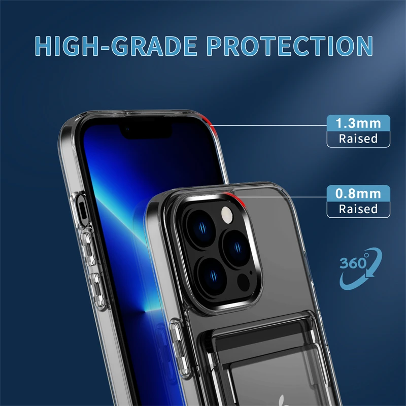 Funda tipo billetera con ranura para tarjetas transparente de lujo para iPhone 15 14 Plus 13 12 11 Pro Max XR cubierta acrílica dura transparente a prueba de golpes - imagen 5