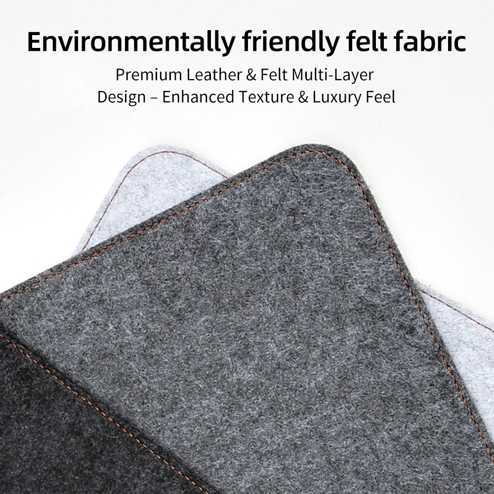 Alfombrilla protectora de escritorio de gran tamaño 80x40, fieltro de lana y cuero, alfombrilla para ratón 2 en 1, cojín para ordenador portátil, alfombrilla antideslizante para teclado, accesorios - imagen 4