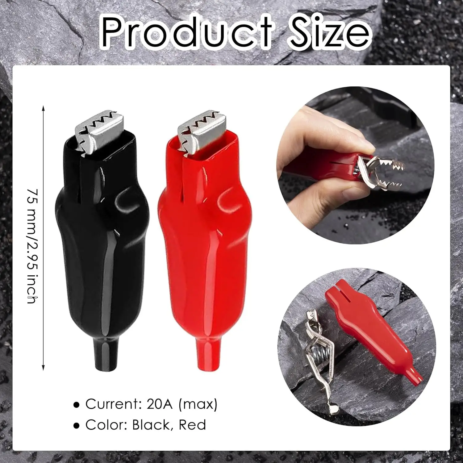 10/20 piezas pinzas de cocodrilo 20A abrazaderas de cocodrilo con resorte aislamiento pinzas de cocodrilo Clips de prueba eléctricos - imagen 3