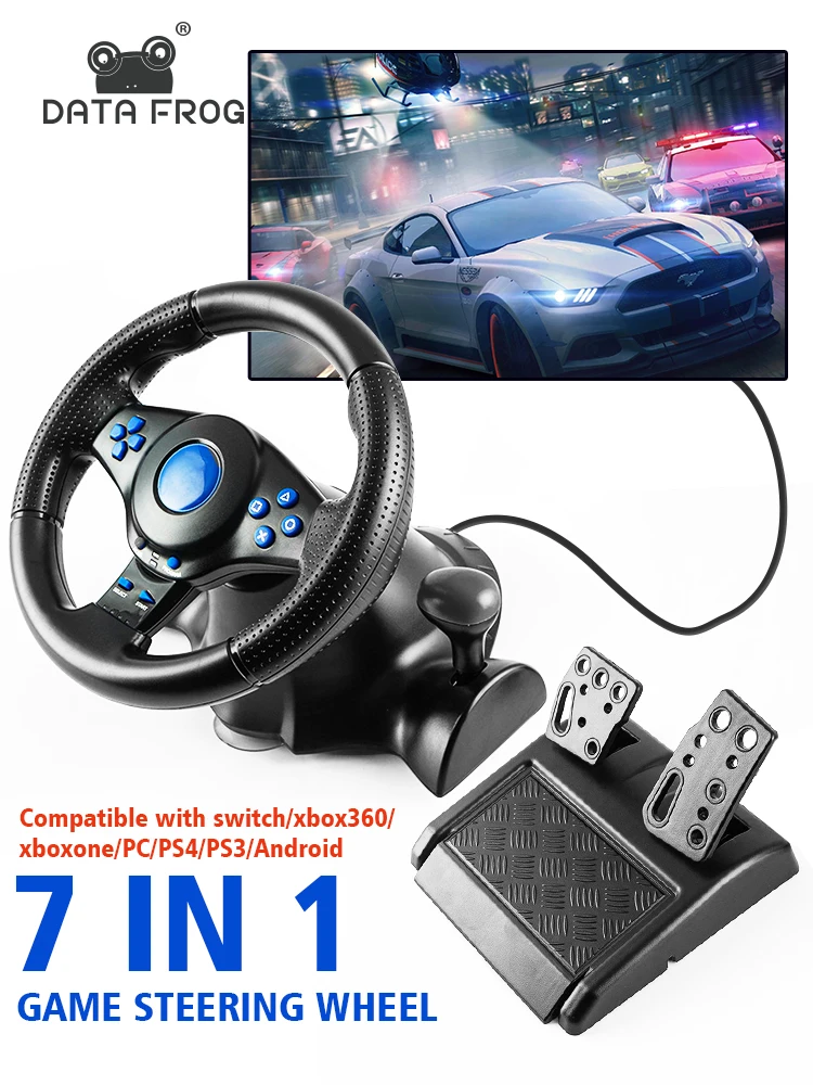 DATA FROG Racing volante controlador de vibración Gaming Simracing Pedal de coche para Switch PS2 PS3 PS4 Xbox One PC - imagen 2