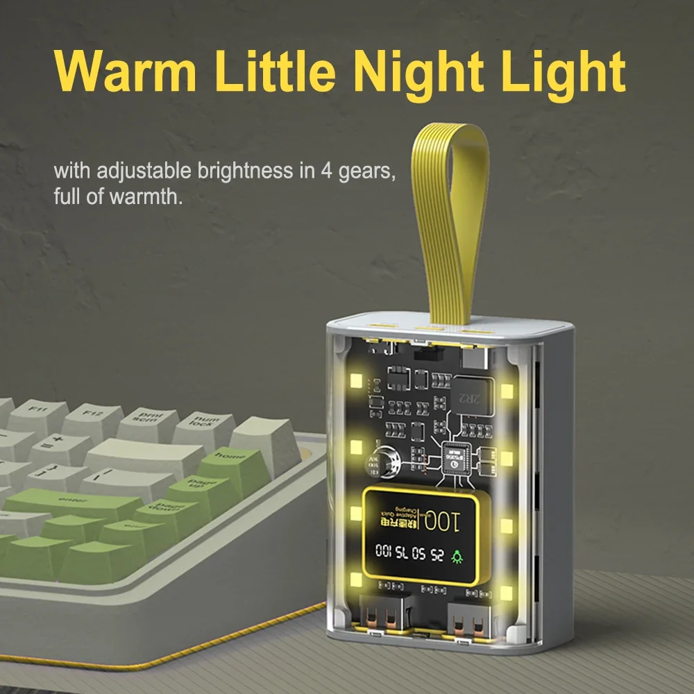 Caja de cargador de batería 3*18650, caja de Banco de energía DIY, caja de carga rápida con luz LED nocturna cálida, caja de batería DIY - imagen 5