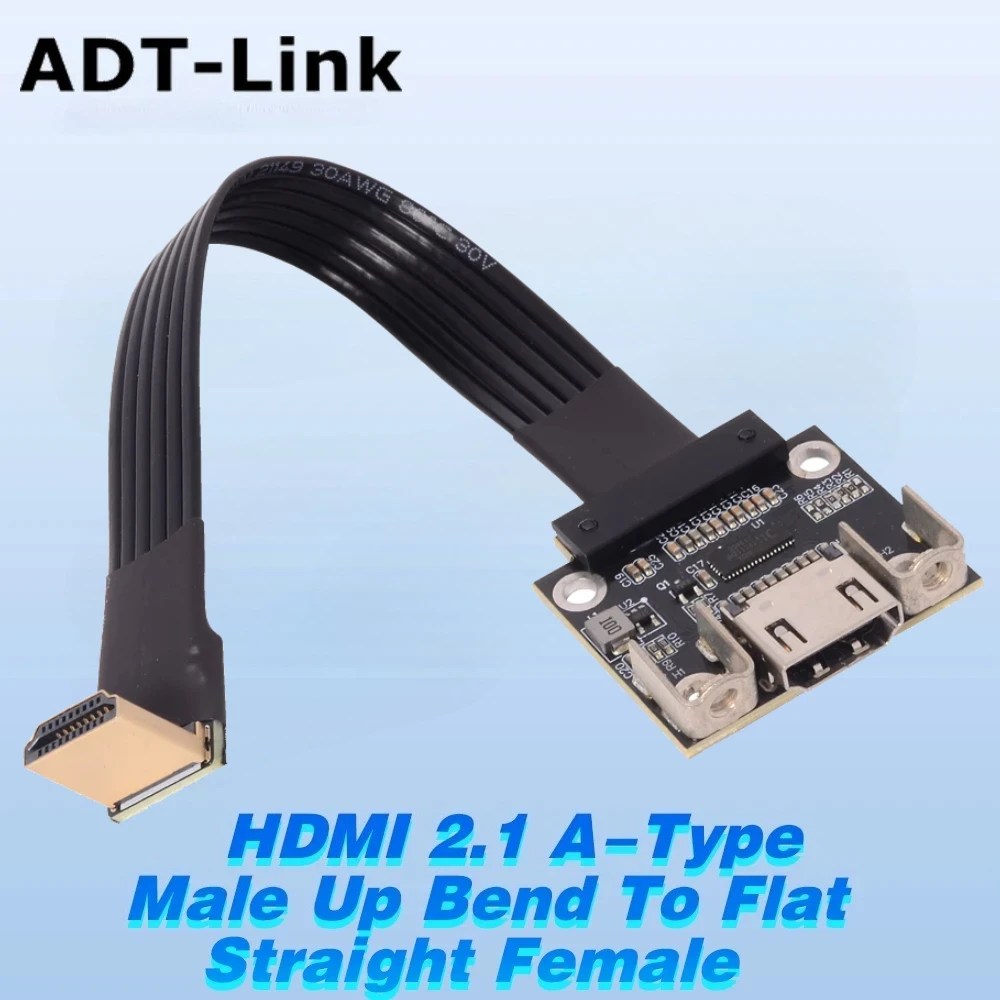 Cable de extensión de vídeo de cinta plana incorporado HDMI2.1 macho a hembra tipo A estándar 4K/144Hz FPC FPV GPU V2.1/2,0 extensor de Audio - imagen 2
