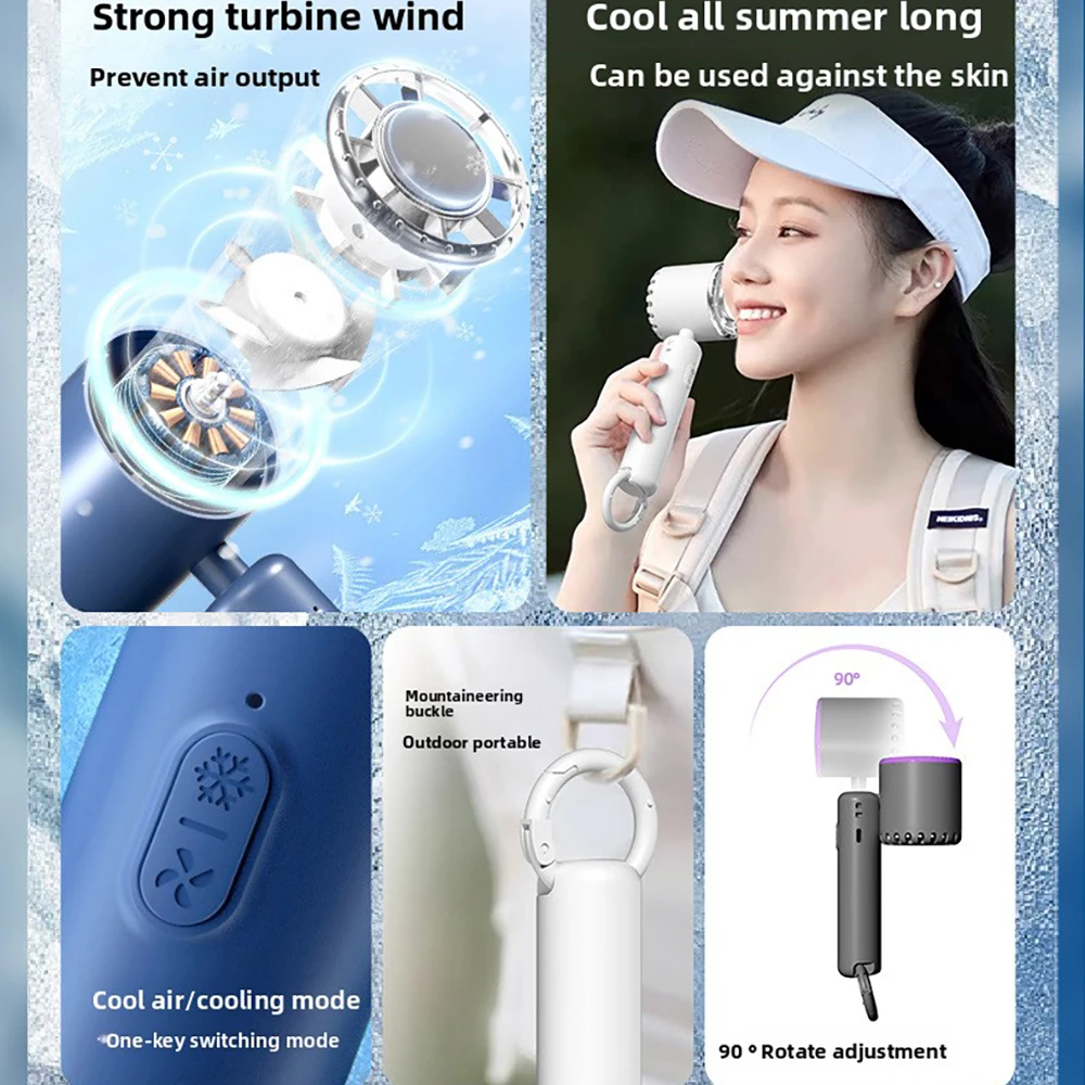 2025 nuevo Mini ventilador de 3 velocidades ventilador de refrigeración Camping al aire libre ligero portátil 90 °   Ventiladores de hebilla de montañismo de escritorio de rotación - imagen 2
