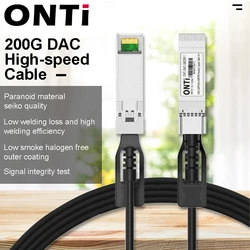 ONTi-Cable Twinax cobre 200G QSFP56 Cable DAC, conexión directa pasiva