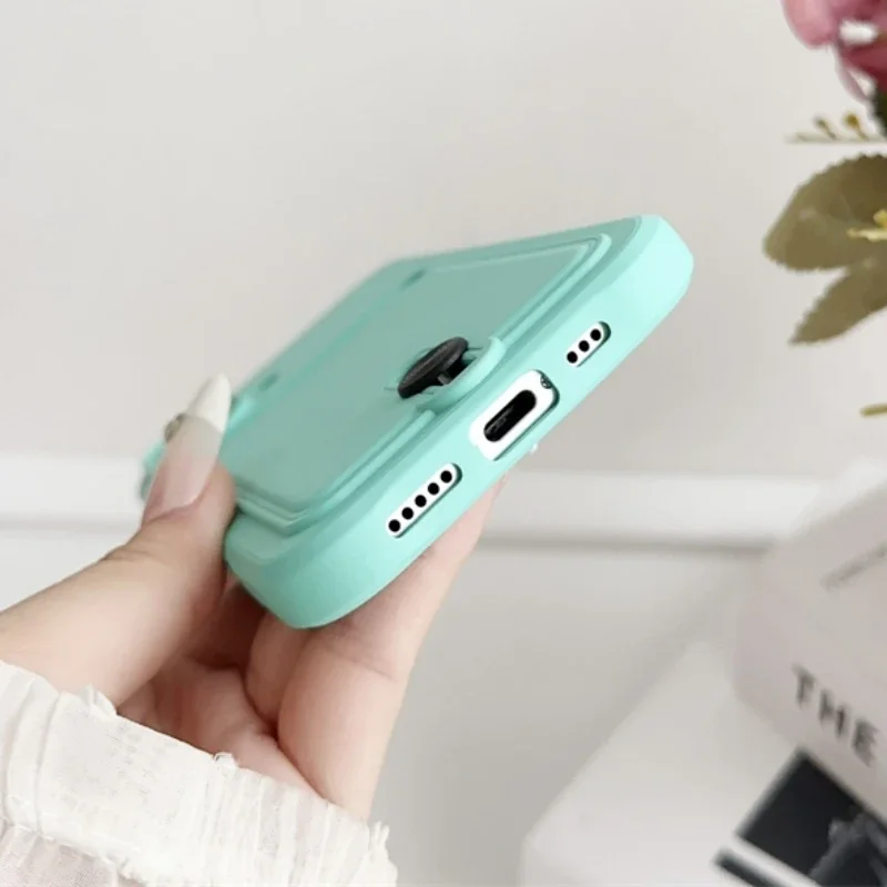 Funda blanda de silicona líquida cuadrada de lujo para iphone 16, 15, 14, 13, 12, 11 Pro Max Plus, soporte con ranura para tarjetas, cartera, funda de teléfono a prueba de golpes - imagen 5
