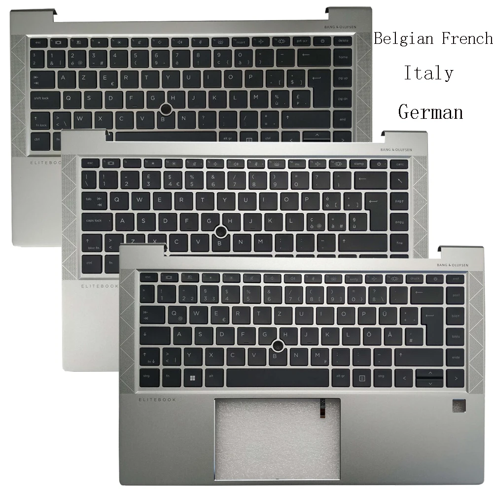 Retroiluminación de teclado italiano/francés AZERTY belga/alemán para HP EliteBook 840 G8 745 845 G7 6070B1707702 con cubierta superior de reposamanos