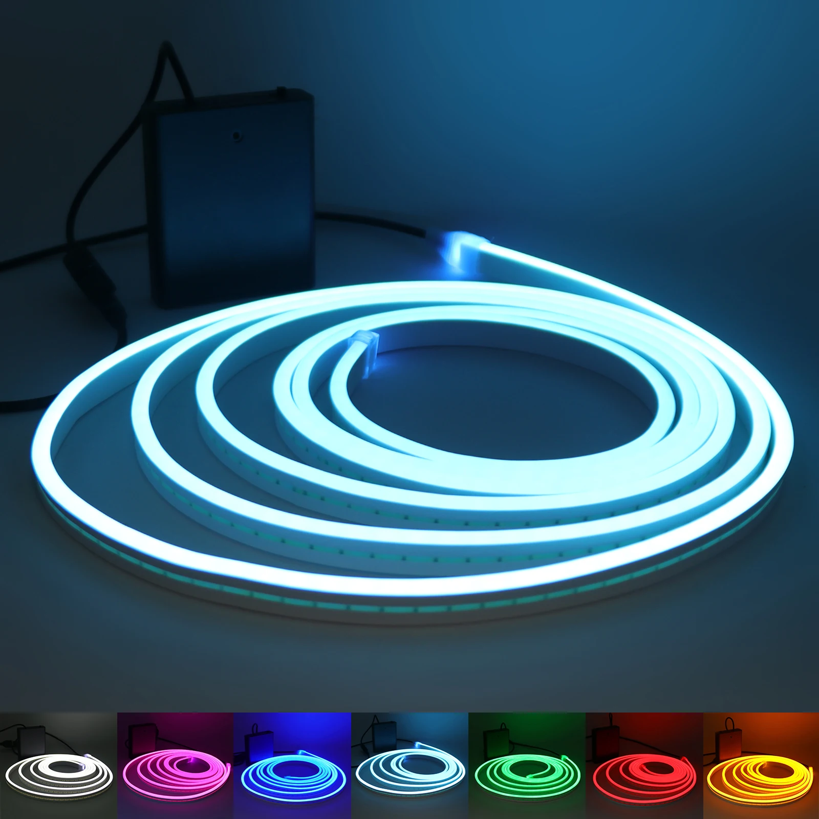 Tira de luces LED de neón con batería AA, USB, 5V, 2835, 120LED, cuerda de neón Flexible impermeable, luz roja, azul, blanca, rosa, verde, decoración de habitación y TV - imagen 2