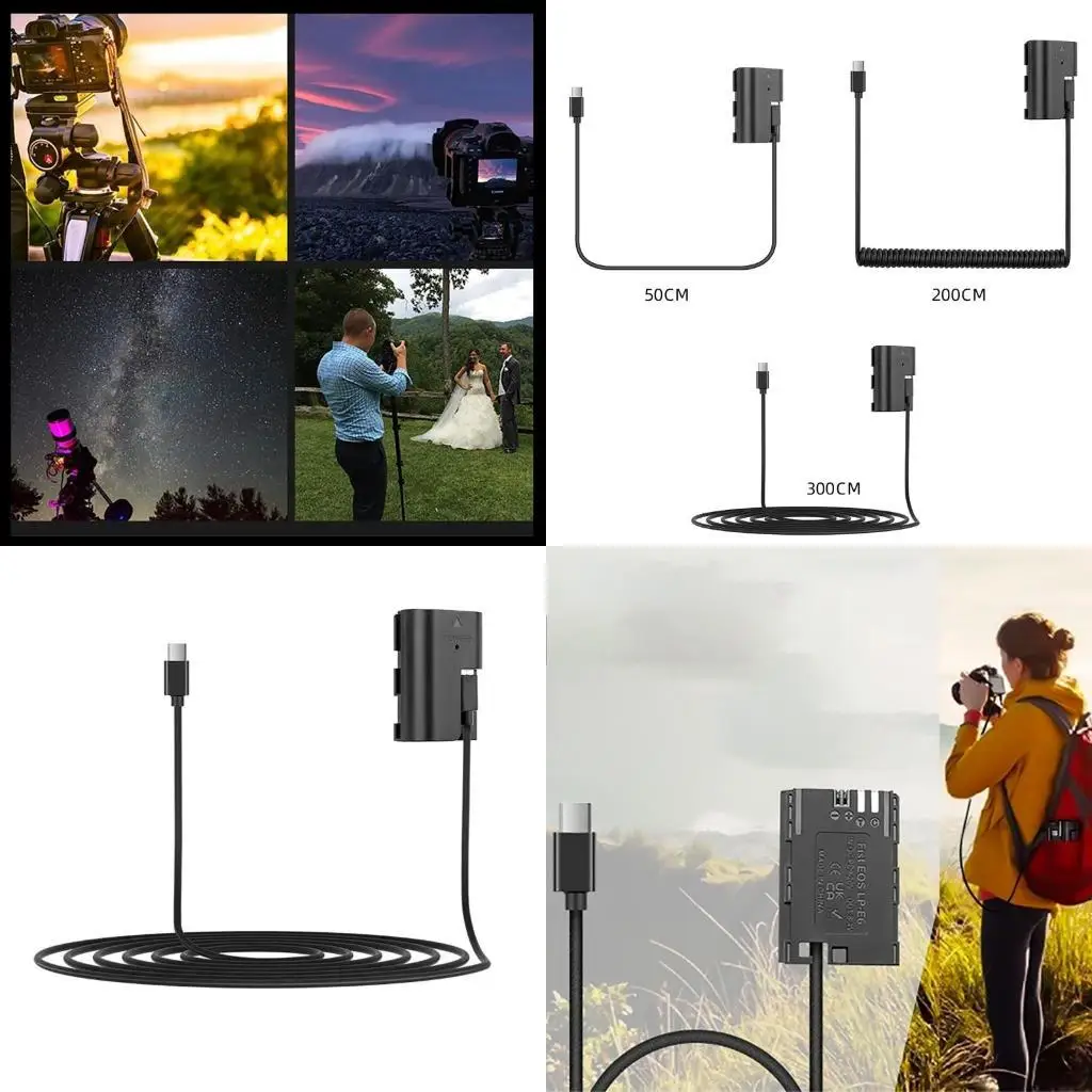 Cable alimentación batería ficticia y1ub tipo C a LPE6 para R 90d 80d 70d 60da Marca 6d Marca 7D Marca