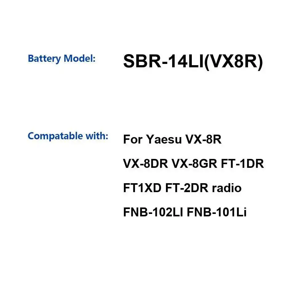 Walkie-talkie batería Sbr-14LI VX8R 2200Mah para Yaesu VX-8R VX-8DR VX-8GR FT-1DR FT1XD FT-2DR Fnb-102LI Fnb-101Li - imagen 3