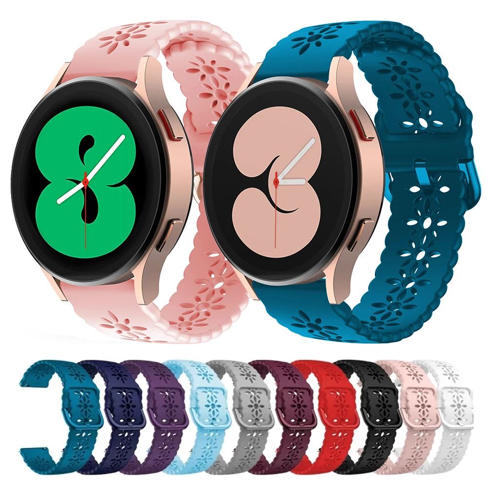 Correa de silicona Floral de 20mm y 22mm para Samsung Galaxy Watch Series, correa de reloj para Garmin Venu SQ Vivoactive 5 Forerunner 165 245