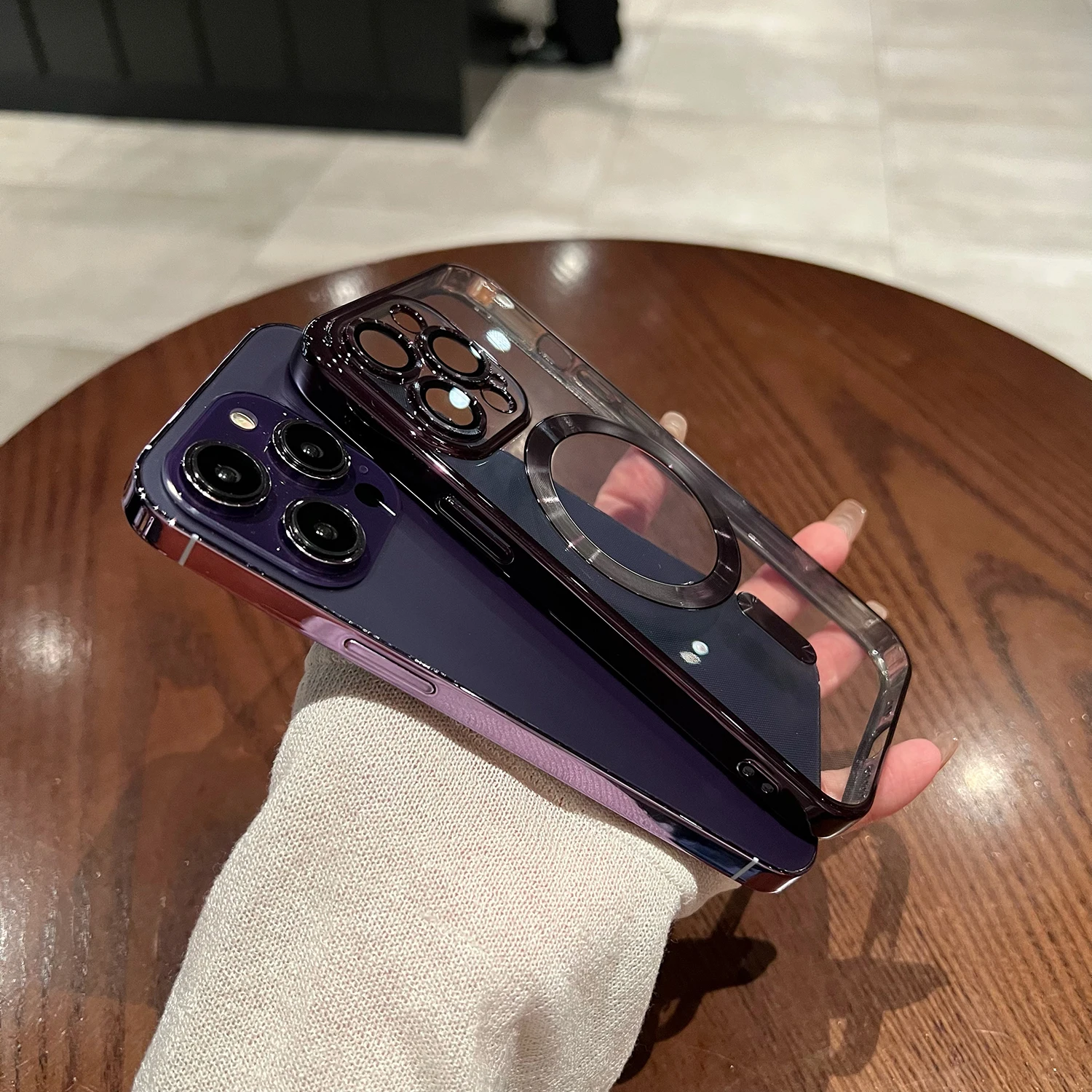 Funda magnética transparente chapada de lujo para Magsafe para iPhone 15, 14, 13, 12, 11 Pro Max Plus, funda magnética de carga inalámbrica a prueba de golpes - imagen 5