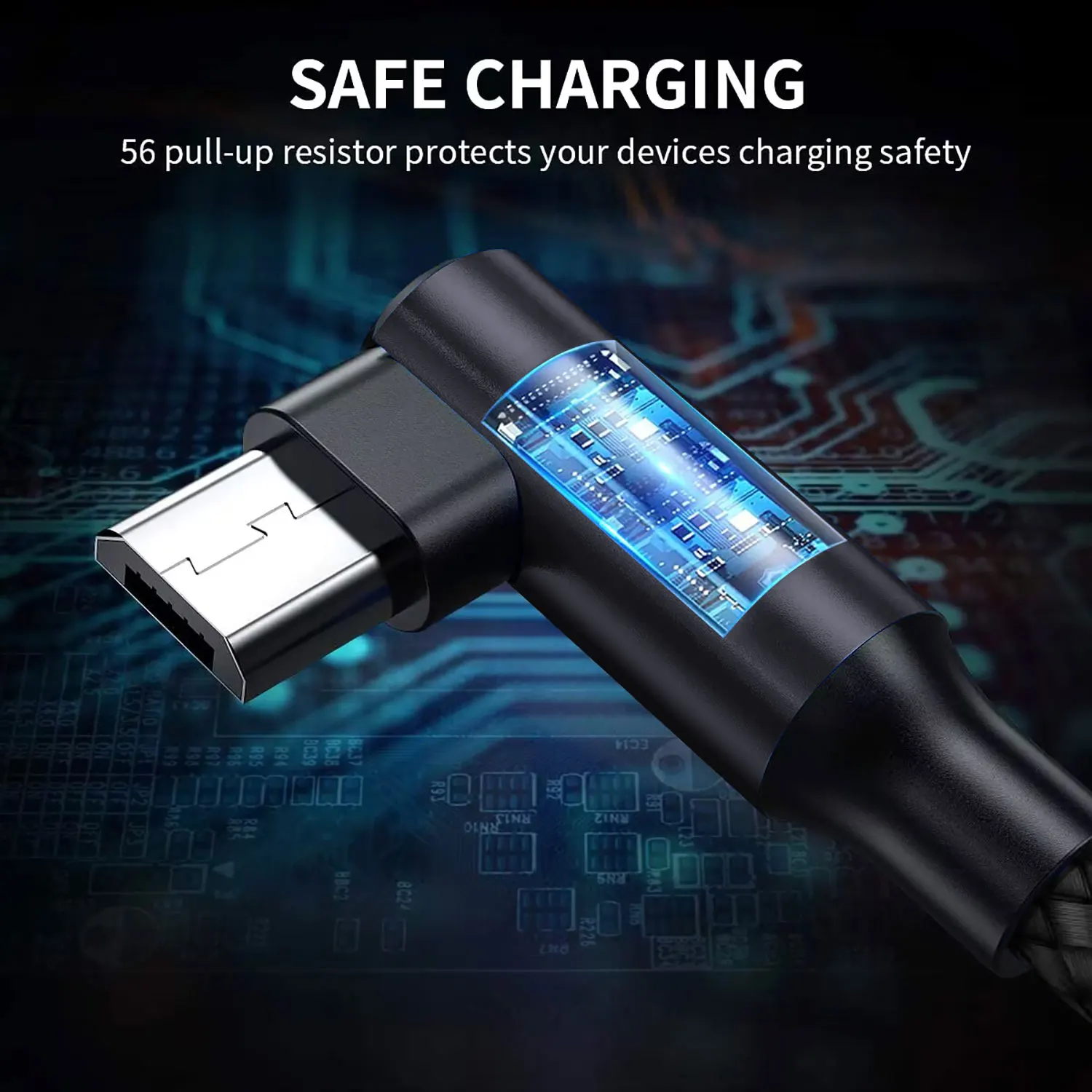 ZOGUO-Cable Micro USB de 90 grados, Cable Android trenzado de nailon en ángulo recto, Cable de datos de cargador rápido 3A para cámara Samsung LG PS4 - imagen 3