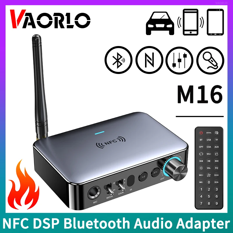 Receptor de Audio M16 con Bluetooth, transmisor NFC de 3,5mm, AUX, 2RCA, u-disk, TF 6,5, micrófono Coaxial, DSP, decodificación, adaptador inalámbrico de música HIFI - imagen 2