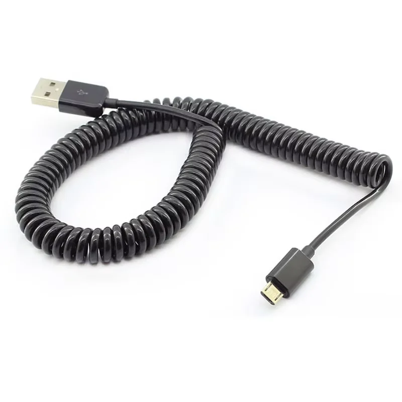 Cargador de cable micro USB de resorte para cable de datos retráctil de coche Android para teléfonos Android 1M 3M