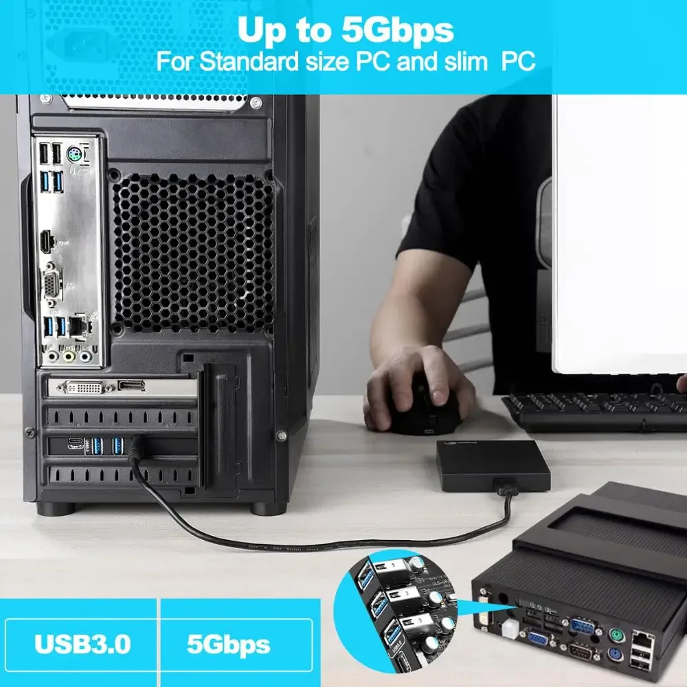 Para computadora de escritorio PCIE a USB 3,0 3 puertos + tarjeta de expansión tipo c 1 puerto sin adaptador de fuente de alimentación externa tarjeta convertidora - imagen 4