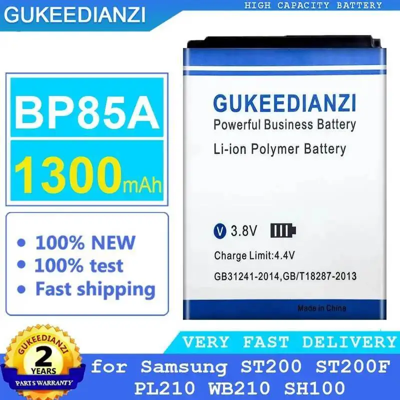 Batería de cámara BP85A de 1300Mah de alta eficiencia para Samsung ST200 ST200F PL210 WB210 SH100