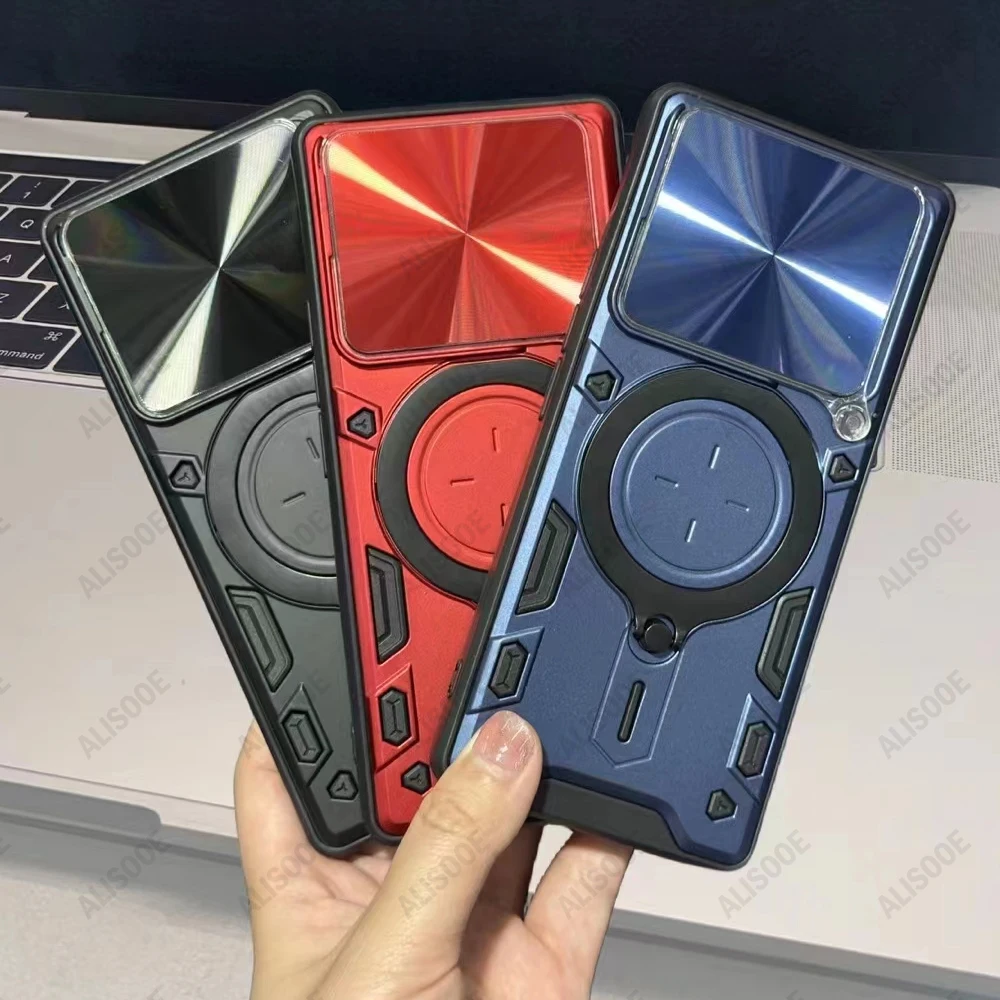 Funda de armadura para infinix Note 40, 4G, 40 Pro Plus, cubierta de cámara deslizante, soporte de anillo, Capa a prueba de golpes - imagen 3
