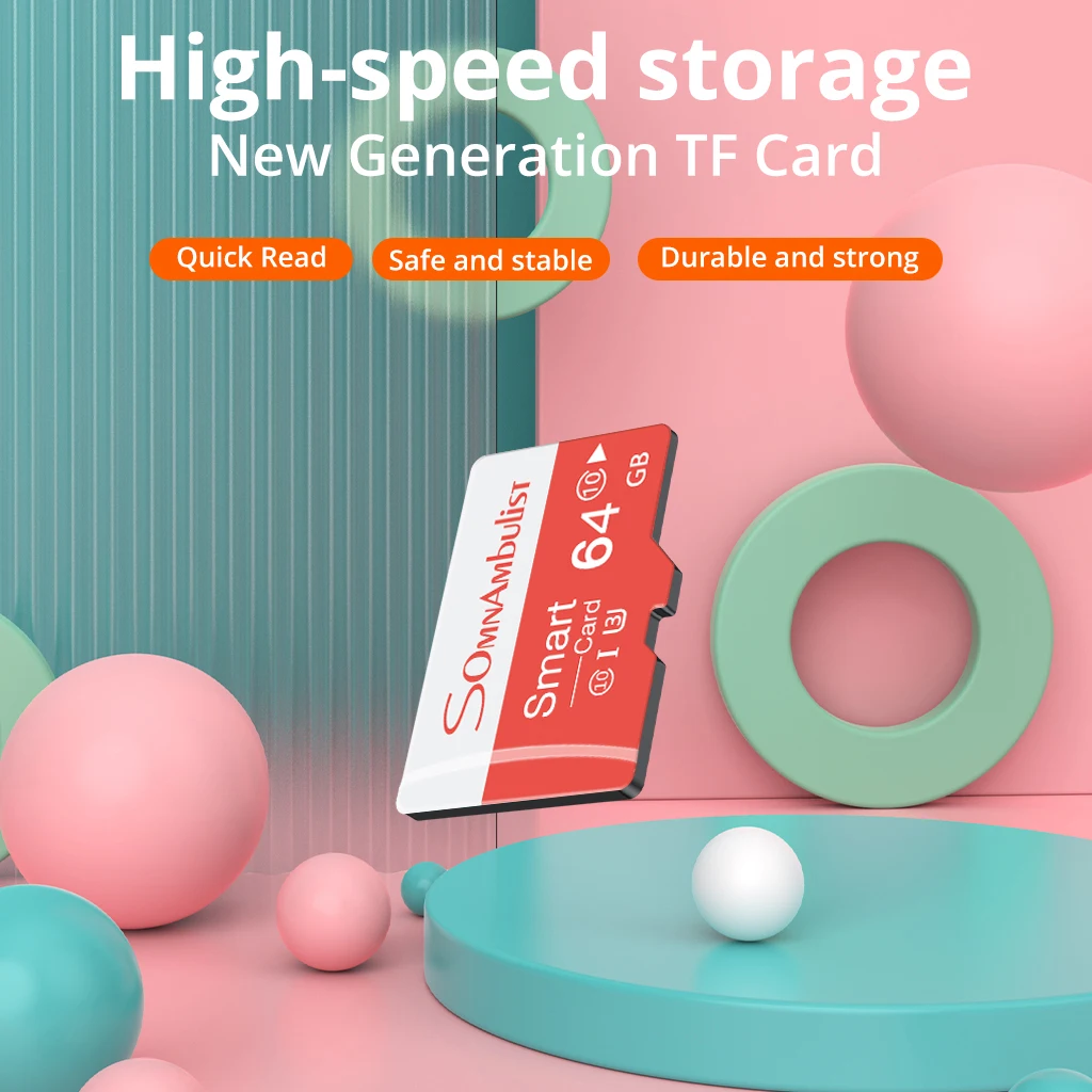 Tarjeta de memoria SomnAmbulist de 64GB de alta velocidad C10 U3 V30 para cámaras de drones dispositivos de vigilancia tarjeta Micro SD 64GB A1 Mini tarjeta TF - imagen 2