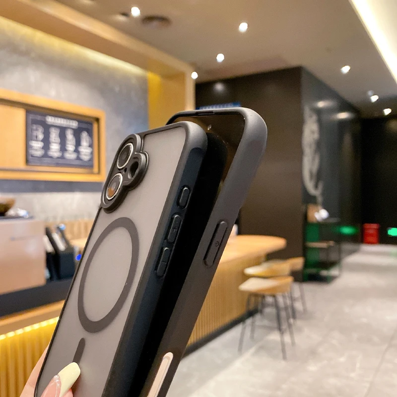 Para Magsafe carga inalámbrica magnética funda de teléfono mate de lujo para iPhone 16 Pro Max E 14 11 12 13 15 Pro Max Plus cubierta de parachoques - imagen 5