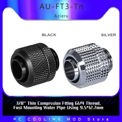 Racor Compresión G1/4 Tubería Agua 9.5×12.7mm Negro Plata