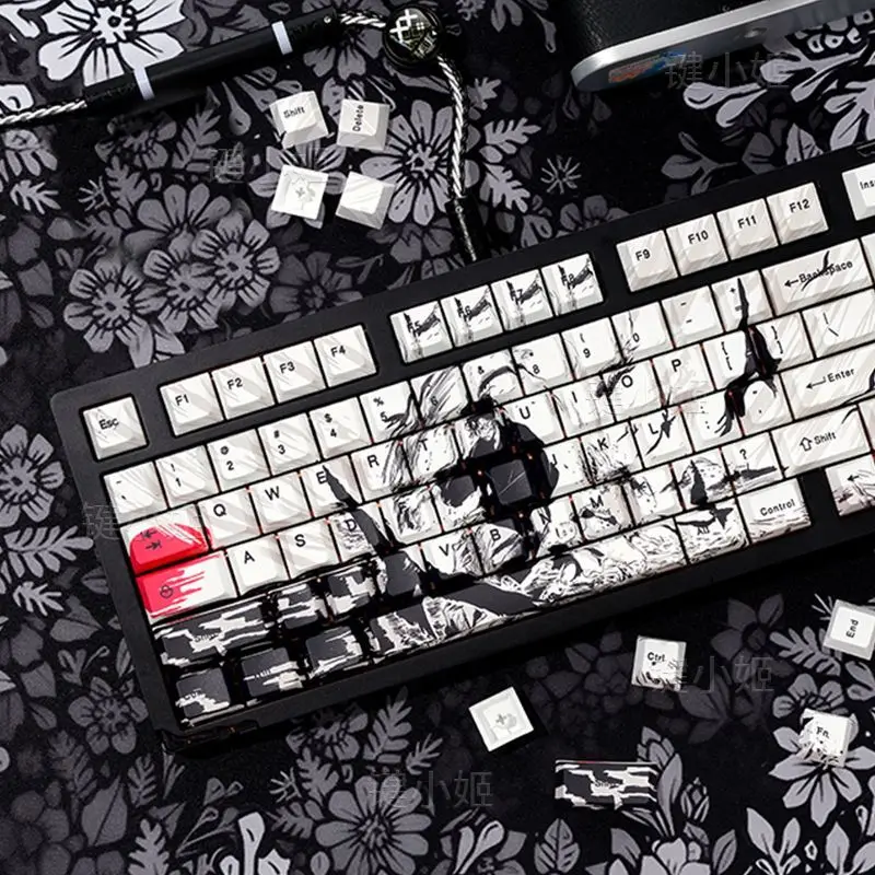 Juego de teclas con tema de guerrero atardecer, sublimación de cinco lados PBT, teclas personalizadas con perfil de cereza para accesorios de teclados mecánicos - imagen 2
