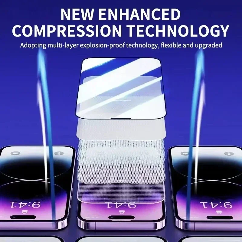 Protector de pantalla de fácil instalación sin polvo con revestimiento oleofóbico de 3 uds para IPhone 13 11 12 14 15 Pro Max Mini XR 16 15 Plus vidrio - imagen 5