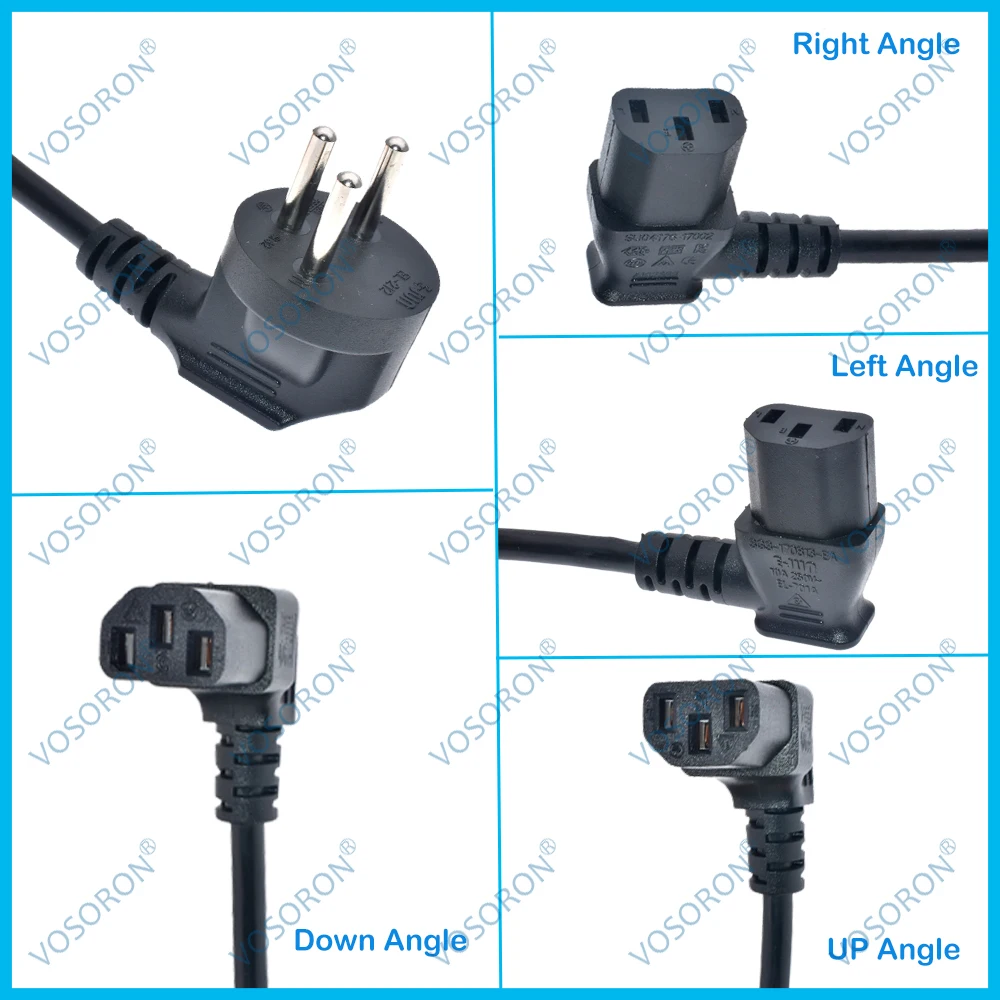 Israel SI-32 Cable de alimentación de ángulo recto PDU hembra IEC C13 con enchufe de 3 pines (arriba/abajo/ángulo izquierdo/derecho) para UPS/PC/Monitor/impresora/TV - imagen 2
