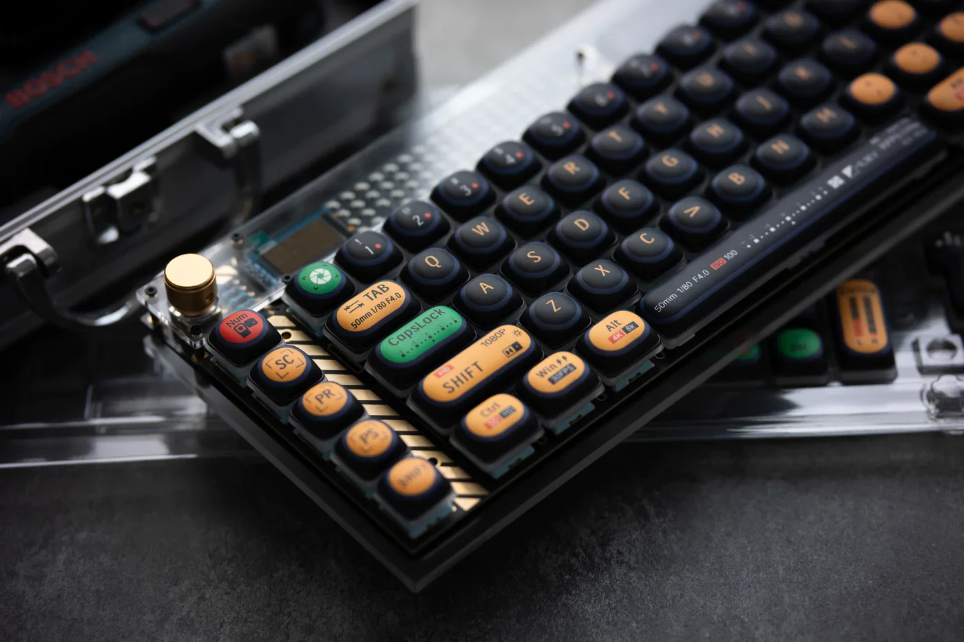 Teclas de cámara, teclas de Color Retro redondeadas de estilo Simple negro para teclado Aula 75/99, teclas Mog Height Pbt - imagen 5