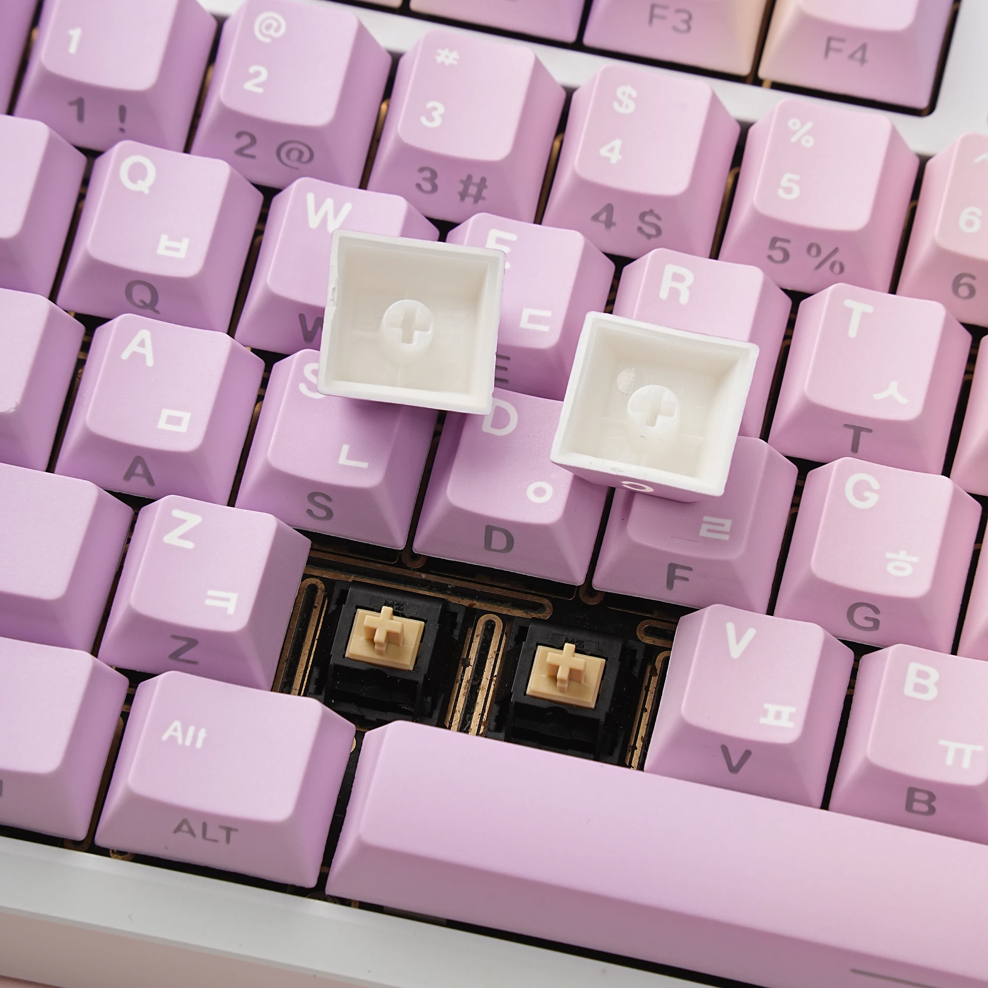 Teclas retroiluminadas Cherry PBT tinte sublimación coreano ruso francés alemán teclas personalizadas para teclado mecánico ISO regalo púrpura - imagen 4