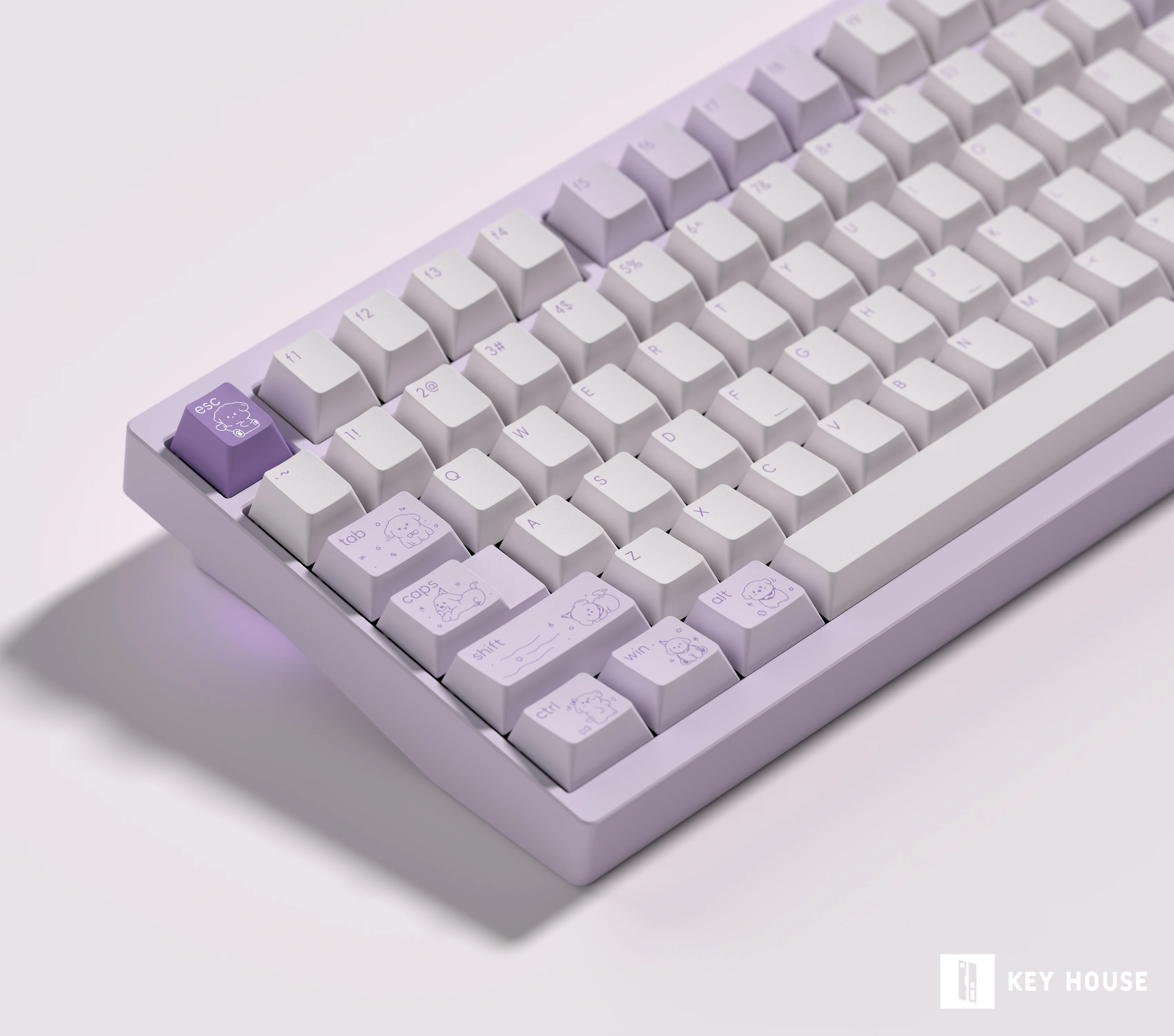 Púrpura Rosa estrella perro Keycap cereza Pbt sublimación púrpura Keycap 133 teclas 7U/2.25U/2.75U barra espacial Alice diseño Keycap - imagen 3