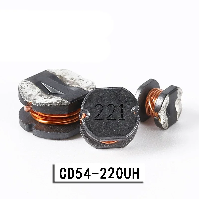 (20 piezas) CD54-221K 220UH (Marcado 221) 5,2*5,8*4,5mm Inductor de bobinado en forma de I blindado sin potencial