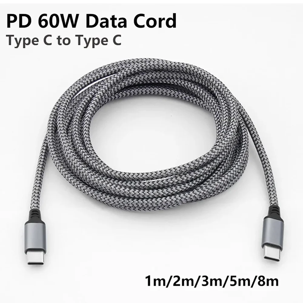 Cable extendido USB tipo C PD 60W Cable de datos de carga rápida para Samsung S24 Xiaomi Huawei USB C a USB C Cable de carga rápida