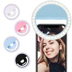 Aro de luz LED para móvil con clip y carga USB