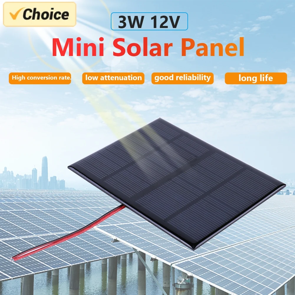 Panel Solar portátil de 1/2 piezas, 3W, 12V, módulo de celda pequeña, placa de polisilicio para exteriores, cargador Solar para batería de 9-12V, teléfono móvil