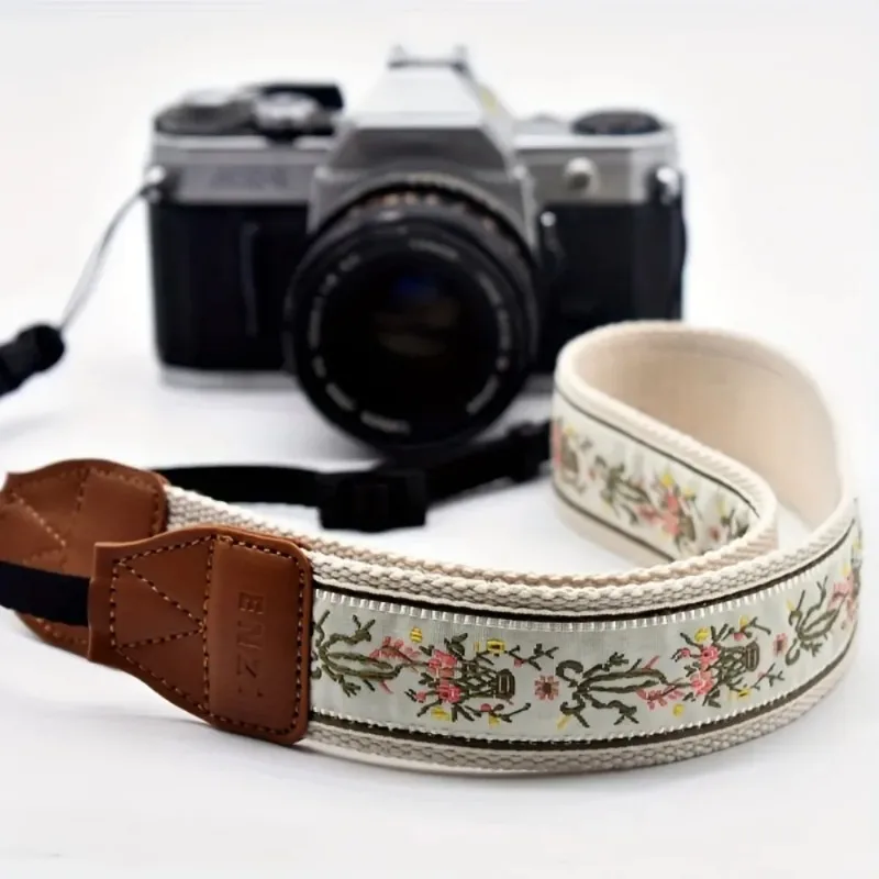 Correa Retro para cámara digital DSLR, correa para el cuello más ancha y gruesa, correa con hebilla de fácil instalación, flor Vintage para Nikon Sony Fuji Canon - imagen 2