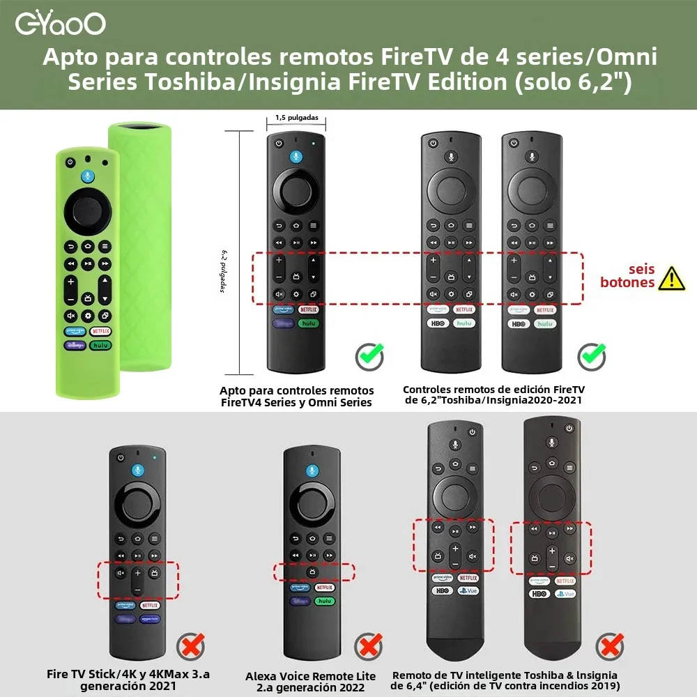 Funda de silicona para mando a distancia Fire TV Stick 4K Max 2a generación Fire TV Omni Series remoto con cordón que brilla en la oscuridad - imagen 2