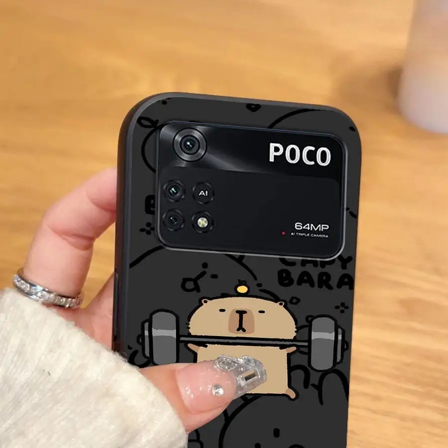 Capibara divertida funda de teléfono suave negra para Xiaomi Poco C75 M3 M4 M7 Pro C40 X3 X4 X5 X7 Pro M5 F1 C61 F3 C50 C71 - imagen 2