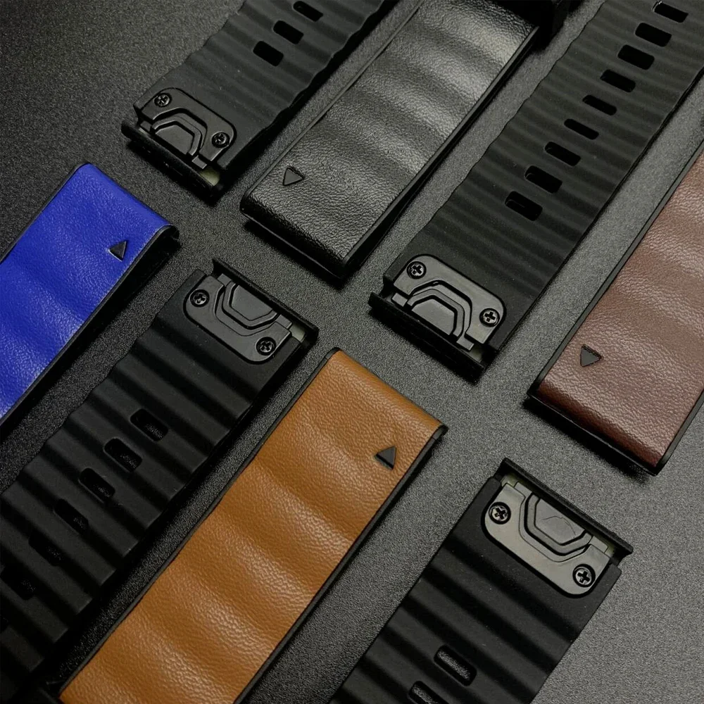 Correa de silicona de cuero de 22mm y 26mm para Garmin Fenix 8 Pro E 7X 6 banda deportiva Epix/Enduro/Quatix/Tactix/Instinct 3 pulsera QuickFit - imagen 5