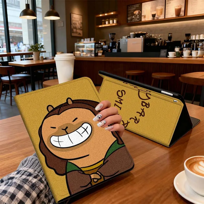 Capibara dibujos animados lindo Lucky para iPad Pro Air Mini 1 2 3 4 5 6 7 7th 8th 9th 10th 11th 10,2 9,7 10,5 10,9 11 12,9 funda para tableta