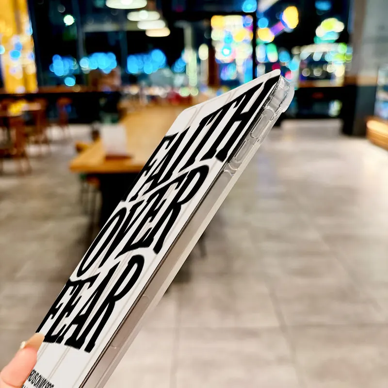 Ins FAITH OVER FEAR Funda para tableta triple para iPad pro 10/11/2020/6th/7th /8th /Air 3rd/Air 4th/9th gen/Air 5th Gen 2022/Air 11 - imagen 5